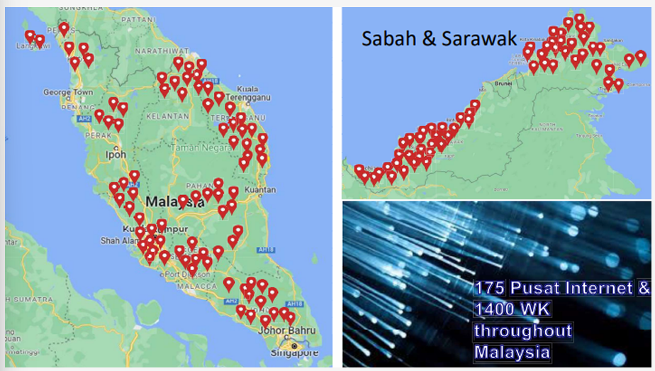 Pusat internet locations around Malaysia